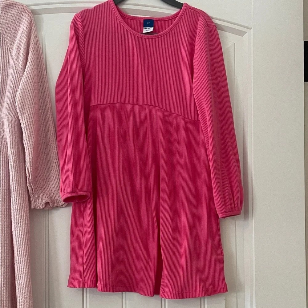 Old Navy Girls' Light Pink & Fuchsia Ribbed Long-Sleeve Dresses - Picture 6 of 13